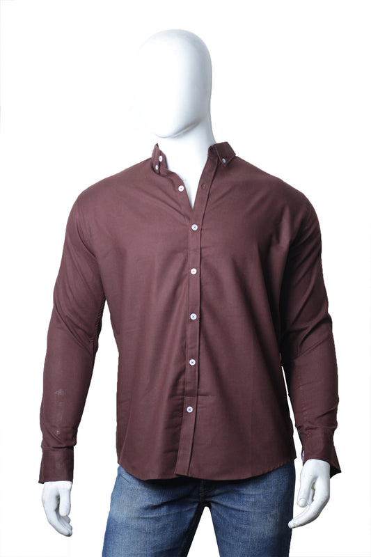 Chocolate Brown Oxford Semi Formal Shirt (Premium Cotton)
