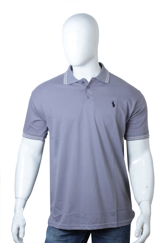 Ash Grey Basic Polo Shirt (cotton piqué material)