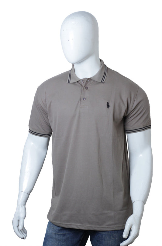Mesh Beige Basic Polo Shirt (cotton piqué material)