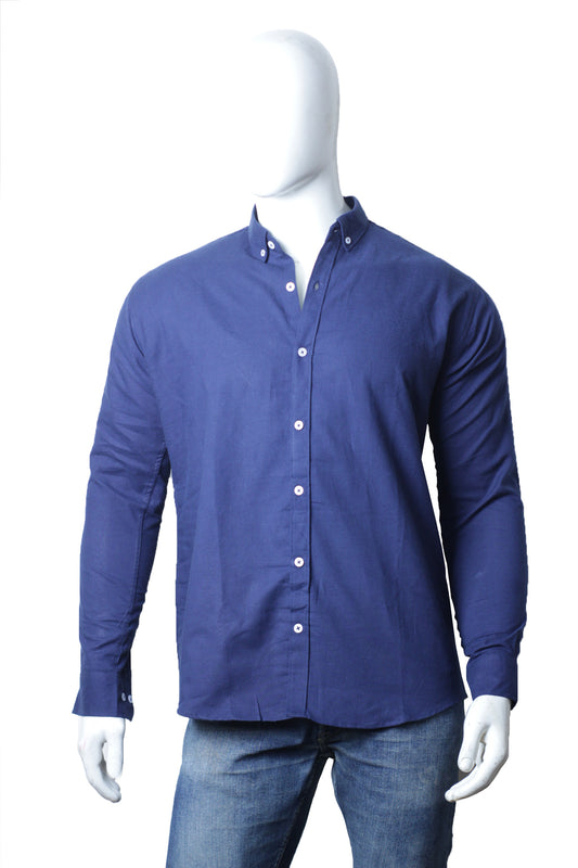 Navy Blue Oxford Semi Formal Shirt (Premium Cotton)