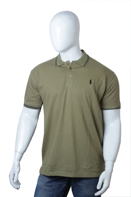 Olive Green Basic Polo Shirt (cotton piqué material)